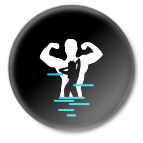 Значок с принтом титан в Кировске,  металл | круглая форма, металлическая застежка в виде булавки | crossfit | sport | бодибилдинг | зал | мужчина | мускулы | мышцы | сила | спорт | фитнес