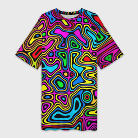 Платье-футболка 3D с принтом Психоделика в Кировске,  |  | acid | hyper | neon | абстракция | дискотека | кислота | кислотная футболка | кислотный | клуб | клубная | неон | неоновый свет | ночной | растаман | трип | хайп | хайпер | яркий