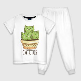 Детская пижама хлопок с принтом Catctus в Кировске, 100% хлопок |  брюки и футболка прямого кроя, без карманов, на брюках мягкая резинка на поясе и по низу штанин
 | Тематика изображения на принте: art | cactus | cats | kittens | pot | арт | горшок | кактус | коты | котята | кошки
