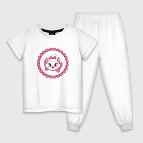 Детская пижама хлопок с принтом Кошечка Мари в Кировске, 100% хлопок |  брюки и футболка прямого кроя, без карманов, на брюках мягкая резинка на поясе и по низу штанин
 | 
