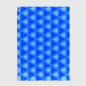Постер с принтом Синие соты в Кировске, 100% бумага
 | бумага, плотность 150 мг. Матовая, но за счет высокого коэффициента гладкости имеет небольшой блеск и дает на свету блики, но в отличии от глянцевой бумаги не покрыта лаком | мозаика | синие соты | синяя мозаика | соты | текстуры | ячейки