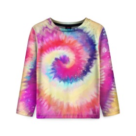 Детский лонгслив 3D с принтом Tie Dye vortex в Кировске, 100% полиэстер | длинные рукава, круглый вырез горловины, полуприлегающий силуэт
 | art | hype | maelstrom | swirl | tie dye | trend | vortex | акварель | акрил | арт | буйство | вихрь | дизайн | завихрение | краски | красок | тай дай | торнадо | тренд | трендовая | хайповая