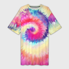 Платье-футболка 3D с принтом Tie Dye vortex в Кировске,  |  | art | hype | maelstrom | swirl | tie dye | trend | vortex | акварель | акрил | арт | буйство | вихрь | дизайн | завихрение | краски | красок | тай дай | торнадо | тренд | трендовая | хайповая