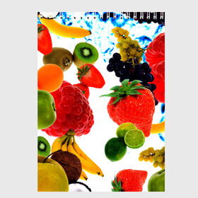 Скетчбук с принтом фрукты в Кировске, 100% бумага
 | 48 листов, плотность листов — 100 г/м2, плотность картонной обложки — 250 г/м2. Листы скреплены сверху удобной пружинной спиралью | doodling | pattern | textures | tiles | банан | дудлинг | овощи | паттерны | скатерть | тайлы | текстуры | фон | фрукты