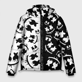 Мужская зимняя куртка 3D с принтом MARSHMELLO в Кировске, верх — 100% полиэстер; подкладка — 100% полиэстер; утеплитель — 100% полиэстер | длина ниже бедра, свободный силуэт Оверсайз. Есть воротник-стойка, отстегивающийся капюшон и ветрозащитная планка. 

Боковые карманы с листочкой на кнопках и внутренний карман на молнии. | Тематика изображения на принте: black | black and white | marshmello | music | white | белое | маршиеллоу | маска | музыка | музыкант | черное | черное и белое