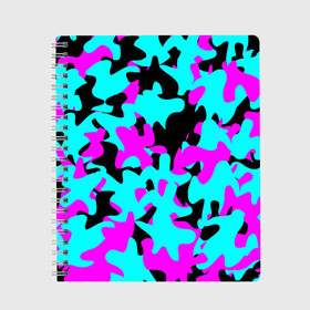Тетрадь с принтом Modern Camouflage в Кировске, 100% бумага | 48 листов, плотность листов — 60 г/м2, плотность картонной обложки — 250 г/м2. Листы скреплены сбоку удобной пружинной спиралью. Уголки страниц и обложки скругленные. Цвет линий — светло-серый
 | abstract | camouflage | design | geometry | modern | texture | геометрия | дизайн | камуфляж | современный | текстура
