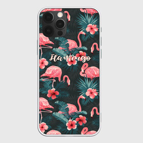 Чехол для iPhone 12 Pro Max с принтом Flamingo в Кировске, Силикон |  | girl | woman | девушкам | девушки | листья | подарок | тропические цветы | фламинго | цветы