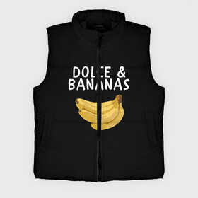 Мужской жилет утепленный 3D с принтом Dolce and Bananas в Кировске,  |  | banana | dolce and gabbana | банан | бананы | дольче и габбана | на английском | на иностранном | надписи на английском | надпись | прикольные надписи | слово | слоган | со словом | чёрно белая