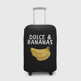 Чехол для чемодана 3D с принтом Dolce and Bananas в Кировске, 86% полиэфир, 14% спандекс | двустороннее нанесение принта, прорези для ручек и колес | banana | dolce and gabbana | банан | бананы | дольче и габбана | на английском | на иностранном | надписи на английском | надпись | прикольные надписи | слово | слоган | со словом | чёрно белая