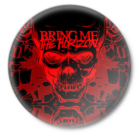Значок с принтом Bring Me the Horizon в Кировске,  металл | круглая форма, металлическая застежка в виде булавки | bmth | metal | music | official | rca records label | rock | sempiternal | video | британская | группа | дэткор | поп | рок
