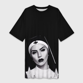 Платье-футболка 3D с принтом МОНАХИНЯ в Кировске,  |  | nun | анархия | дьявол | женщина | зло | проклятье | сатана | темный