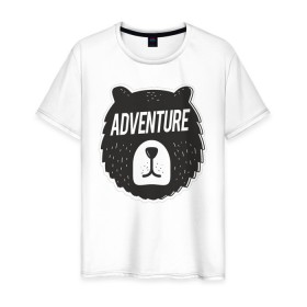 Мужская футболка хлопок с принтом Bear Adventure в Кировске, 100% хлопок | прямой крой, круглый вырез горловины, длина до линии бедер, слегка спущенное плечо. | adventure | altai | altay | animal | bear | follow | forest | hipster | insta | noize | siberia | sibir | style | trip | алтай | лес | медведь | михалыч | миша | поездка | приключение | путешествие | сибирь | хипстер