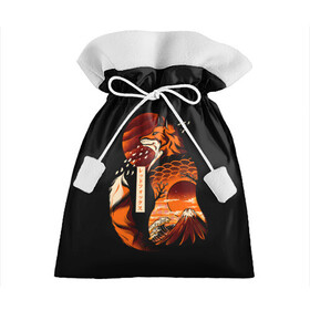 Подарочный 3D мешок с принтом JAPAN FOX | ЯПОНСКАЯ ЛИСА в Кировске, 100% полиэстер | Размер: 29*39 см | fox | japan | orange | sakura | знаки | иероглифы | лиса | сакура | символы | фудзияма | япония
