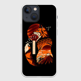 Чехол для iPhone 13 mini с принтом JAPAN FOX | ЯПОНСКАЯ ЛИСА в Кировске,  |  | fox | japan | orange | sakura | знаки | иероглифы | лиса | сакура | символы | фудзияма | япония