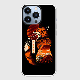Чехол для iPhone 13 Pro с принтом JAPAN FOX | ЯПОНСКАЯ ЛИСА в Кировске,  |  | Тематика изображения на принте: fox | japan | orange | sakura | знаки | иероглифы | лиса | сакура | символы | фудзияма | япония