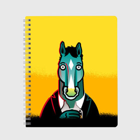 Тетрадь с принтом BoJack Horseman в Кировске, 100% бумага | 48 листов, плотность листов — 60 г/м2, плотность картонной обложки — 250 г/м2. Листы скреплены сбоку удобной пружинной спиралью. Уголки страниц и обложки скругленные. Цвет линий — светло-серый
 | Тематика изображения на принте: bojack horseman | конь боджек