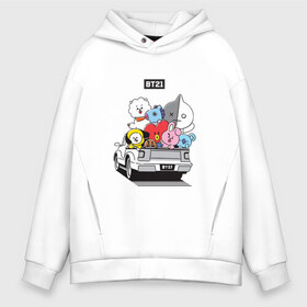 Мужское худи Oversize хлопок с принтом BT21 в Кировске, френч-терри — 70% хлопок, 30% полиэстер. Мягкий теплый начес внутри —100% хлопок | боковые карманы, эластичные манжеты и нижняя кромка, капюшон на магнитной кнопке | bt21 | bts | k pop | бт21 | бтс | бтс 2020 | группа бтс | к поп | кей поп | кейпоп