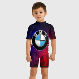 Детский купальный костюм 3D с принтом BMW NEON в Кировске, Полиэстер 85%, Спандекс 15% | застежка на молнии на спине | bmw | bmw motorsport | bmw performance | carbon | m | motorsport | performance | sport | бмв | карбон | моторспорт | спорт