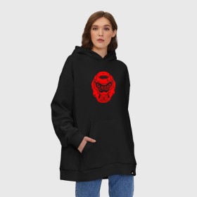 Худи SuperOversize хлопок с принтом DOOM в Кировске, 70% хлопок, 30% полиэстер, мягкий начес внутри | карман-кенгуру, эластичная резинка на манжетах и по нижней кромке, двухслойный капюшон
 | doom | doom eternal | дум