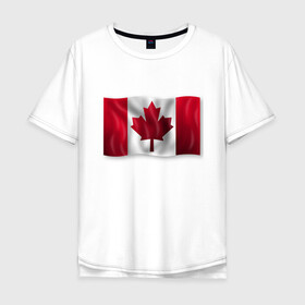 Мужская футболка хлопок Oversize с принтом Канада в Кировске, 100% хлопок | свободный крой, круглый ворот, “спинка” длиннее передней части | 3d | 3д | canada | государственный | государство | канада | канадец | канадский | канадцы | клён | лист | листья | объёмный | страна | страны | туристические | туристический | флаг | флаги | флажки | флажок