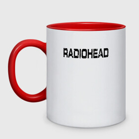 Кружка двухцветная с принтом Radiohead в Кировске, керамика | объем — 330 мл, диаметр — 80 мм. Цветная ручка и кайма сверху, в некоторых цветах — вся внутренняя часть | radiohead | thomas edward yorke | альтернативный рок | арт рок | джонни гринвуд | инди рок | колин гринвуд | том йорк | фил селуэй | эд о’брайен | экспериментальный рок | электронная музыка
