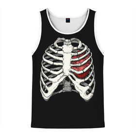 Мужская майка 3D с принтом My Heart в Кировске, 100% полиэстер | круглая горловина, приталенный силуэт, длина до линии бедра. Пройма и горловина окантованы тонкой бейкой | Тематика изображения на принте: bone | bones | chest | heart | hearts | love | organ | organs | ribs | skeleton | x ray | грудная клетка | кости | кость | орган | органы | ребра | рентген | сердца | сердце | скелет