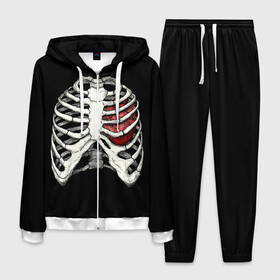 Мужской костюм 3D с принтом My Heart в Кировске, 100% полиэстер | Манжеты и пояс оформлены тканевой резинкой, двухслойный капюшон со шнурком для регулировки, карманы спереди | Тематика изображения на принте: bone | bones | chest | heart | hearts | love | organ | organs | ribs | skeleton | x ray | грудная клетка | кости | кость | орган | органы | ребра | рентген | сердца | сердце | скелет