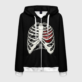 Мужская толстовка 3D на молнии с принтом My Heart в Кировске, 100% полиэстер | длина до линии бедра, манжеты и пояс оформлены мягкой тканевой резинкой, двухслойный капюшон со шнурком для регулировки, спереди молния, по бокам два кармана | Тематика изображения на принте: bone | bones | chest | heart | hearts | love | organ | organs | ribs | skeleton | x ray | грудная клетка | кости | кость | орган | органы | ребра | рентген | сердца | сердце | скелет