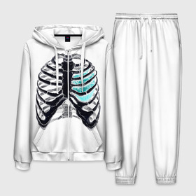 Мужской костюм 3D с принтом X-Ray в Кировске, 100% полиэстер | Манжеты и пояс оформлены тканевой резинкой, двухслойный капюшон со шнурком для регулировки, карманы спереди | bone | bones | chest | heart | hearts | love | organ | organs | ribs | skeleton | x ray | грудная клетка | кости | кость | орган | органы | ребра | рентген | сердца | сердце | скелет
