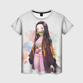 Женская футболка 3D с принтом KIMETSU NO YAIBA в Кировске, 100% полиэфир ( синтетическое хлопкоподобное полотно) | прямой крой, круглый вырез горловины, длина до линии бедер | demon slayer | kimetsu no yaiba | nezuko | shinobu | slayer | tanjiro | zenitsu | гию томиока | зенитцу | иноске хашибира | клинок рассекающий демонов | незуко | танджиро | шинобу кочо