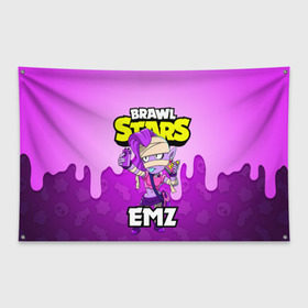 Флаг-баннер с принтом BRAWL STARS EMZ в Кировске, 100% полиэстер | размер 67 х 109 см, плотность ткани — 95 г/м2; по краям флага есть четыре люверса для крепления | brawl stars | brawl stars emz | brawler | emz | бравл старз | бравлер | эмз