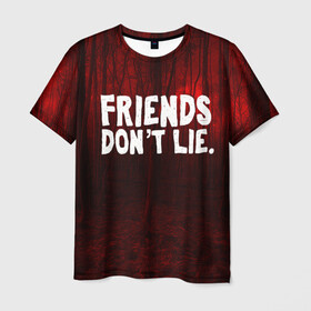 Мужская футболка 3D с принтом Друзья не лгут в Кировске, 100% полиэфир | прямой крой, круглый вырез горловины, длина до линии бедер | 11 | friends dontt lie | stranger things | друзья не лгут | оди | очень странные дела