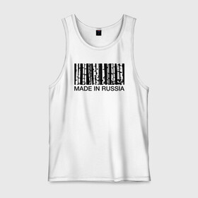 Мужская майка хлопок с принтом Made in Russia в Кировске, 100% хлопок |  | barcode | country | forest | russia | береза | лес | родина | россия | страна | штрихкод