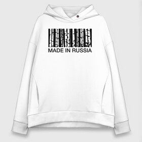 Женское худи Oversize хлопок с принтом Made in Russia в Кировске, френч-терри — 70% хлопок, 30% полиэстер. Мягкий теплый начес внутри —100% хлопок | боковые карманы, эластичные манжеты и нижняя кромка, капюшон на магнитной кнопке | barcode | country | forest | russia | береза | лес | родина | россия | страна | штрихкод