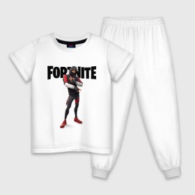 Детская пижама хлопок с принтом FORTNITE IKONIK в Кировске, 100% хлопок |  брюки и футболка прямого кроя, без карманов, на брюках мягкая резинка на поясе и по низу штанин
 | Тематика изображения на принте: fortnite | fortnite 2 | fortnite x | ikonik | marshmello | ninja | ninja streamer | иконик | маршмелло | ниндзя | фортнайт | фортнайт 2 | фортнайт глава 2
