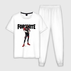 Мужская пижама хлопок с принтом FORTNITE IKONIK в Кировске, 100% хлопок | брюки и футболка прямого кроя, без карманов, на брюках мягкая резинка на поясе и по низу штанин
 | fortnite | fortnite 2 | fortnite x | ikonik | marshmello | ninja | ninja streamer | иконик | маршмелло | ниндзя | фортнайт | фортнайт 2 | фортнайт глава 2