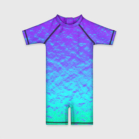 Детский купальный костюм 3D с принтом ПЕРЛАМУТР в Кировске, Полиэстер 85%, Спандекс 15% | застежка на молнии на спине | neon | retro | абстракция | блестки | вода | волны | краски | неон | неоновый | перламутр | поп | радуга | ретро | текстура | фиолетовый