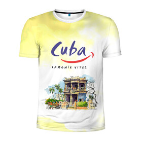 Мужская футболка 3D спортивная с принтом Куба в Кировске, 100% полиэстер с улучшенными характеристиками | приталенный силуэт, круглая горловина, широкие плечи, сужается к линии бедра | cuba | карибы | куба | лето | пальмы | путешествия | солнце | туризм