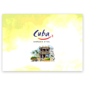 Поздравительная открытка с принтом Куба в Кировске, 100% бумага | плотность бумаги 280 г/м2, матовая, на обратной стороне линовка и место для марки
 | Тематика изображения на принте: cuba | карибы | куба | лето | пальмы | путешествия | солнце | туризм