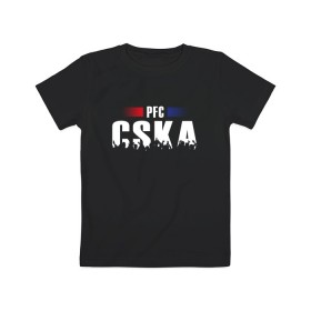 Детская футболка хлопок с принтом PFC CSKA в Кировске, 100% хлопок | круглый вырез горловины, полуприлегающий силуэт, длина до линии бедер | cska | pfc | москва | пфк | пфк цска | рпл | рфпл | фк | футбол | цска | цска москва