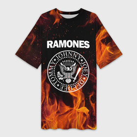 Платье-футболка 3D с принтом Ramones в Кировске,  |  | music | ramones | rock | музыка | рамонез | рамонес | рамонс | рок