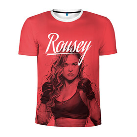 Мужская футболка 3D спортивная с принтом Ronda Rousey в Кировске, 100% полиэстер с улучшенными характеристиками | приталенный силуэт, круглая горловина, широкие плечи, сужается к линии бедра | mma | ronda rousey | rowdy | ufc | мма | ронда роузи