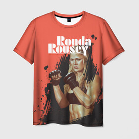 Мужская футболка 3D с принтом Ronda Rousey в Кировске, 100% полиэфир | прямой крой, круглый вырез горловины, длина до линии бедер | mma | ronda rousey | rowdy | ufc | мма | ронда роузи
