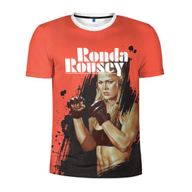 Мужская футболка 3D спортивная с принтом Ronda Rousey в Кировске, 100% полиэстер с улучшенными характеристиками | приталенный силуэт, круглая горловина, широкие плечи, сужается к линии бедра | mma | ronda rousey | rowdy | ufc | мма | ронда роузи