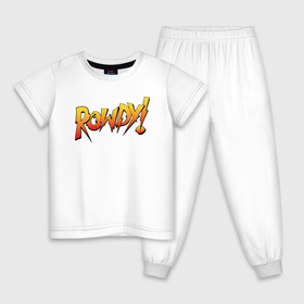 Детская пижама хлопок с принтом Rowdy в Кировске, 100% хлопок |  брюки и футболка прямого кроя, без карманов, на брюках мягкая резинка на поясе и по низу штанин
 | Тематика изображения на принте: ronda rousey | rowdy | ронда роузи