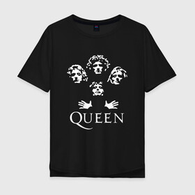 Мужская футболка хлопок Oversize с принтом QUEEN (НА СПИНЕ) в Кировске, 100% хлопок | свободный крой, круглый ворот, “спинка” длиннее передней части | queen | rock | we will rock you | брайан мэи | группа queen | группа квин | джон дикон | квин | королева | король | роджер тейлор | рок | фредди меркьюри