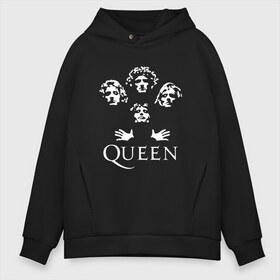 Мужское худи Oversize хлопок с принтом QUEEN (НА СПИНЕ) в Кировске, френч-терри — 70% хлопок, 30% полиэстер. Мягкий теплый начес внутри —100% хлопок | боковые карманы, эластичные манжеты и нижняя кромка, капюшон на магнитной кнопке | Тематика изображения на принте: queen | rock | we will rock you | брайан мэи | группа queen | группа квин | джон дикон | квин | королева | король | роджер тейлор | рок | фредди меркьюри