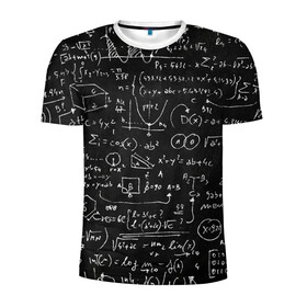 Мужская футболка 3D спортивная с принтом Математические формулы в Кировске, 100% полиэстер с улучшенными характеристиками | приталенный силуэт, круглая горловина, широкие плечи, сужается к линии бедра | formula | math | school | алгебра | математика | матеша | предметы | теорема | универ | физика | формула | школа