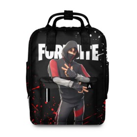 Женский рюкзак 3D с принтом FORTNITE IKONIK в Кировске, 100% полиэстер | лямки с регулируемой длиной, сверху ручки, чтобы рюкзак нести как сумку. Основное отделение закрывается на молнию, как и внешний карман. Внутри два дополнительных кармана, один из которых закрывается на молнию. По бокам два дополнительных кармашка, куда поместится маленькая бутылочка
 | fortnite | fortnite 2 | fortnite x | ikonik | marshmello | ninja | ninja streamer | streamer | иконик | маршмелло | ниндзя | фортнайт | фортнайт 2 | фортнайт глава 2