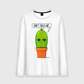 Мужской лонгслив хлопок с принтом Dont Touch Me в Кировске, 100% хлопок |  | art | cactus | drawing | inscription | phrase | pot | арт | горшок | кактус | надпись | рисунок | фраза